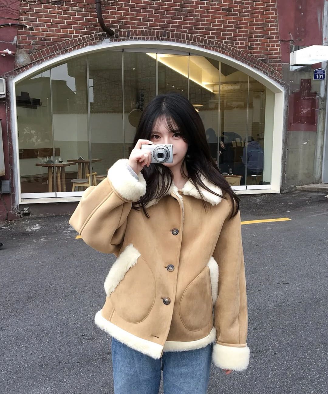 MUSINSA | GENERAL IDEA Shearling Collar Mustang Coat [BEIGE