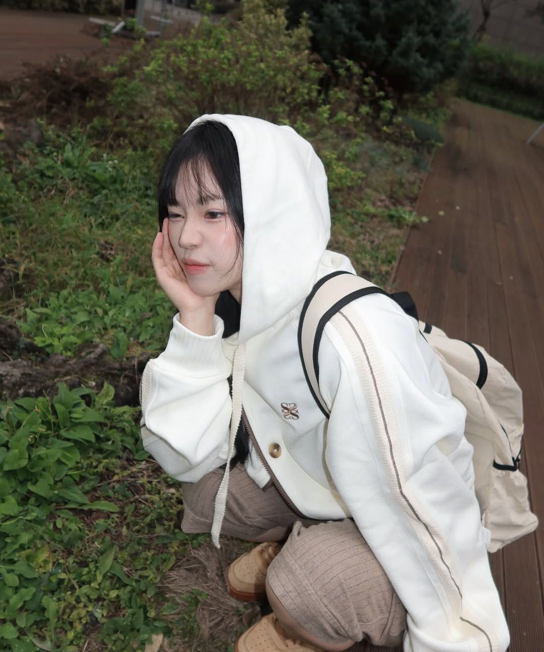 MUSINSA | SATUR Lawton loose fit hooded zip-up resort cream
