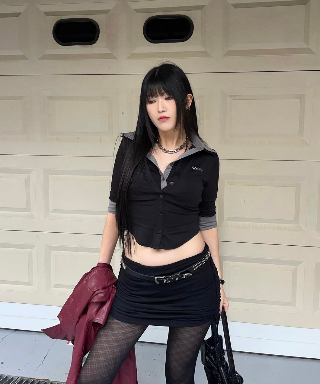 카시코(KASHIKO) Double Collar Slim Shirts Black - 사이즈 & 후기