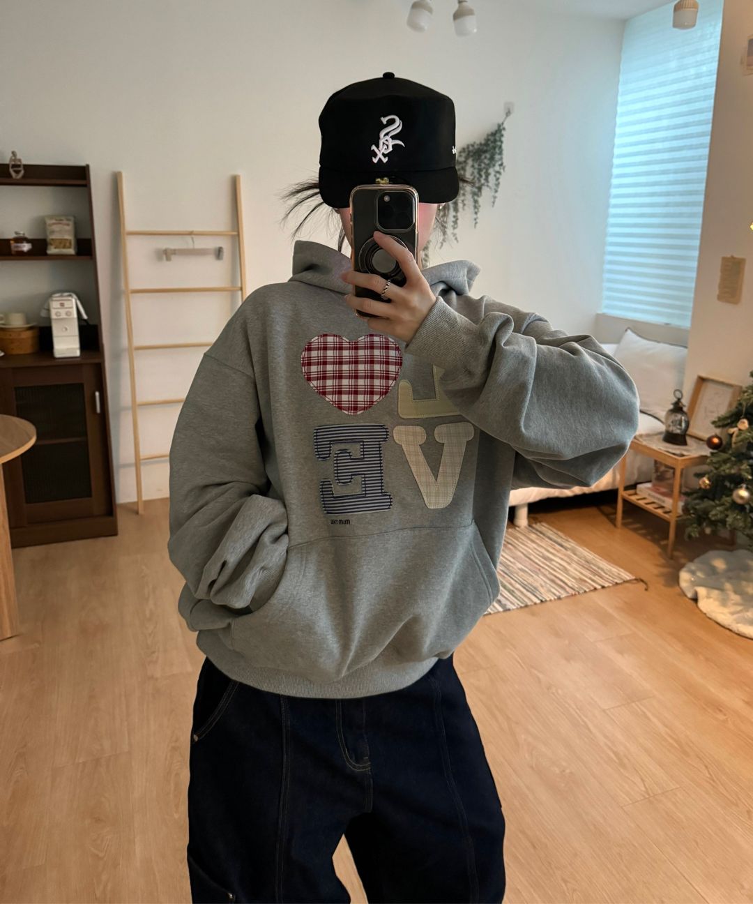 MUSINSA公式 | MIMTHEWARDROBE ヘローワールドパッチワークLOVEフード