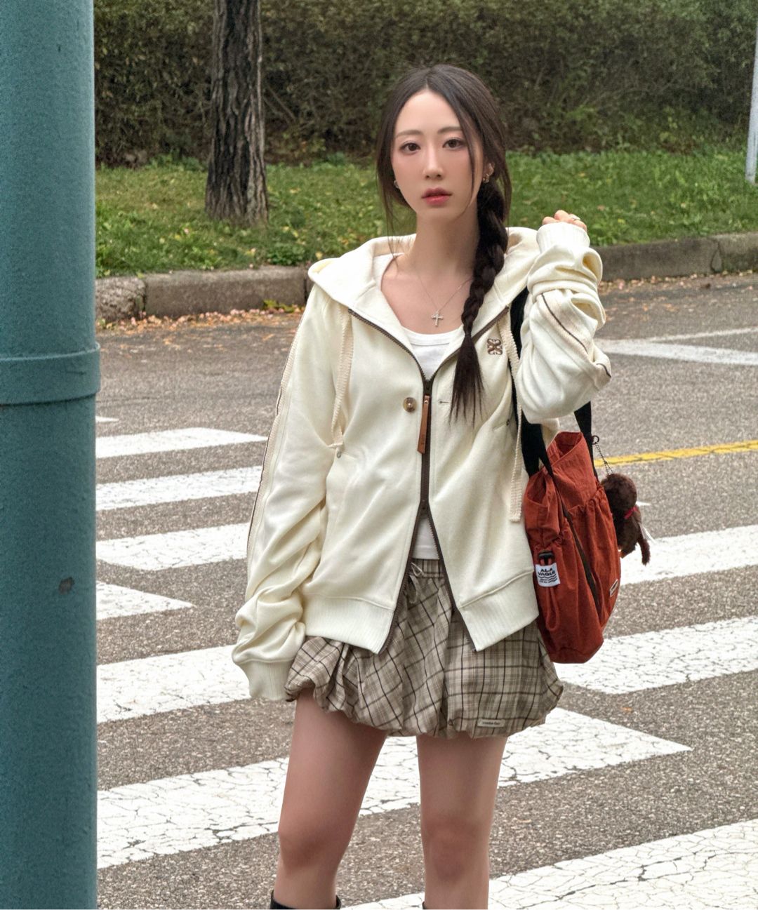 MUSINSA | SATUR Lawton loose fit hooded zip-up resort cream