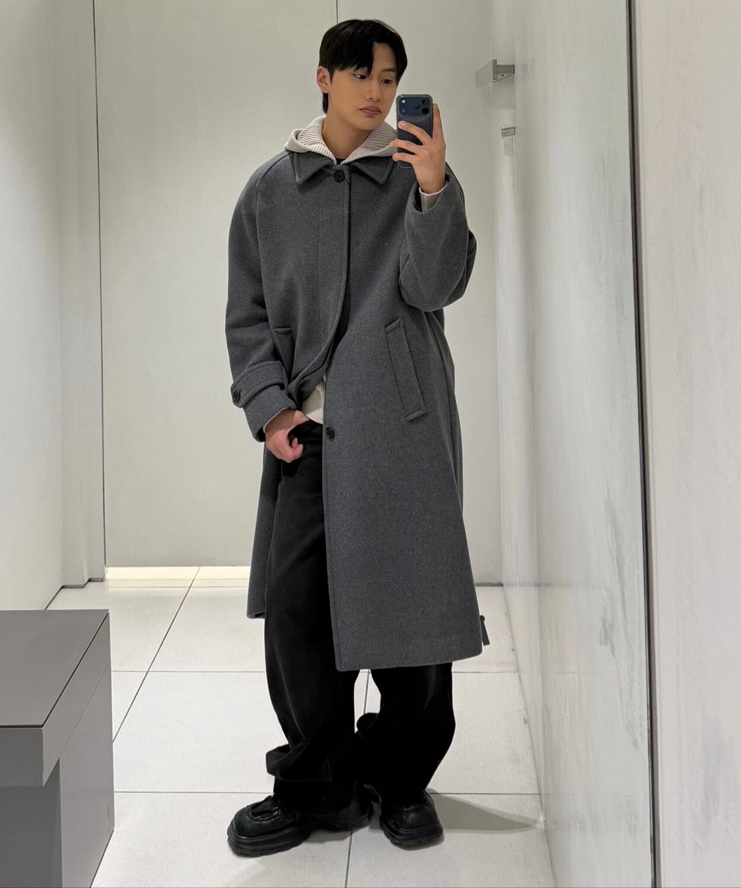 MUSINSA | MUSINSA STANDARD Ribbed Knit Hooded Zip-Up [Navy]