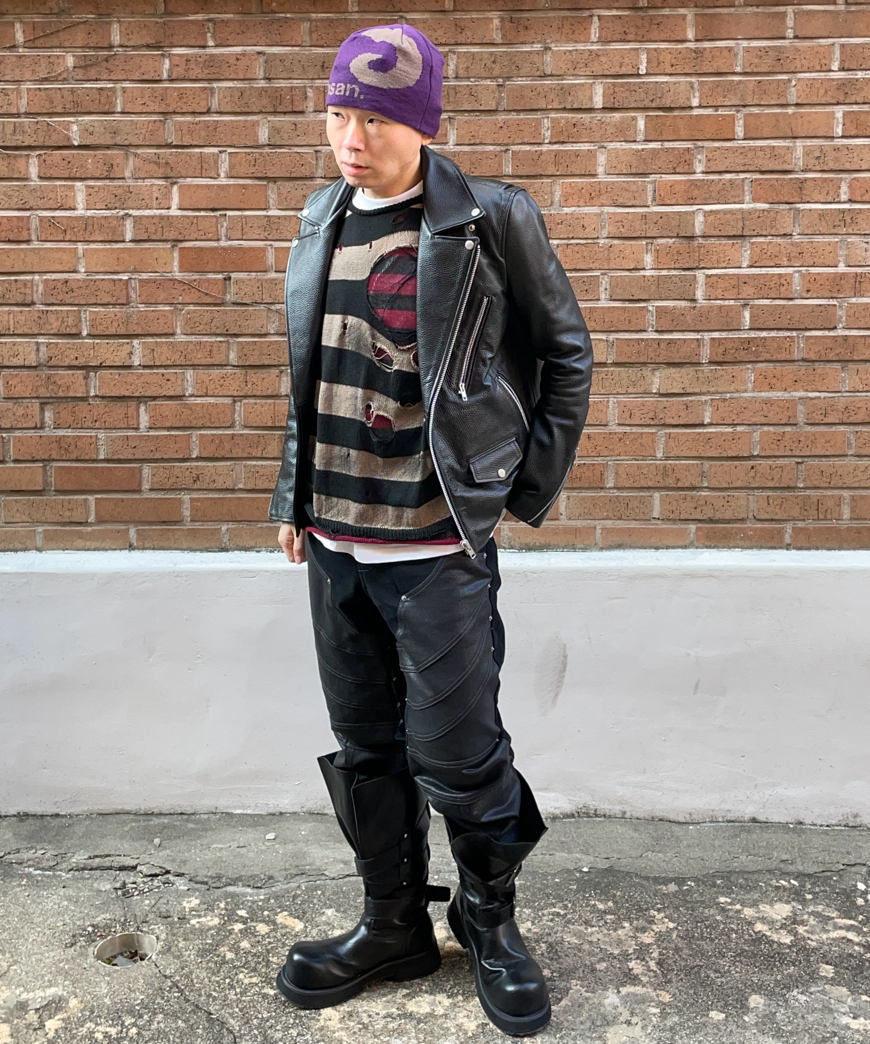 MUSINSA | MUSINSA STANDARD LAMBSKIN OVERSIZED MOTORCYCLE JACKET_BLACK