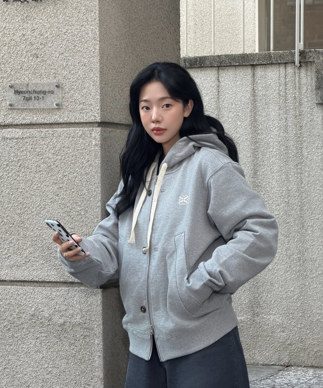 MUSINSA | SATUR Theo Cotton All Day Hooded Zip-up Melange Gray