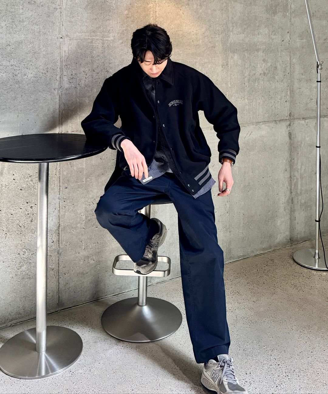 MUSINSA | NOMANUAL W.S VARSITY JACKET - BLACK