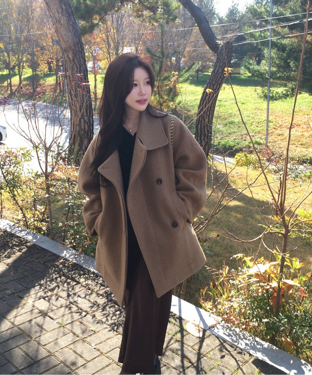 MUSINSA | GENERAL IDEA Wool Buckle Half Coat [CHARCOAL] / WBE4L10527