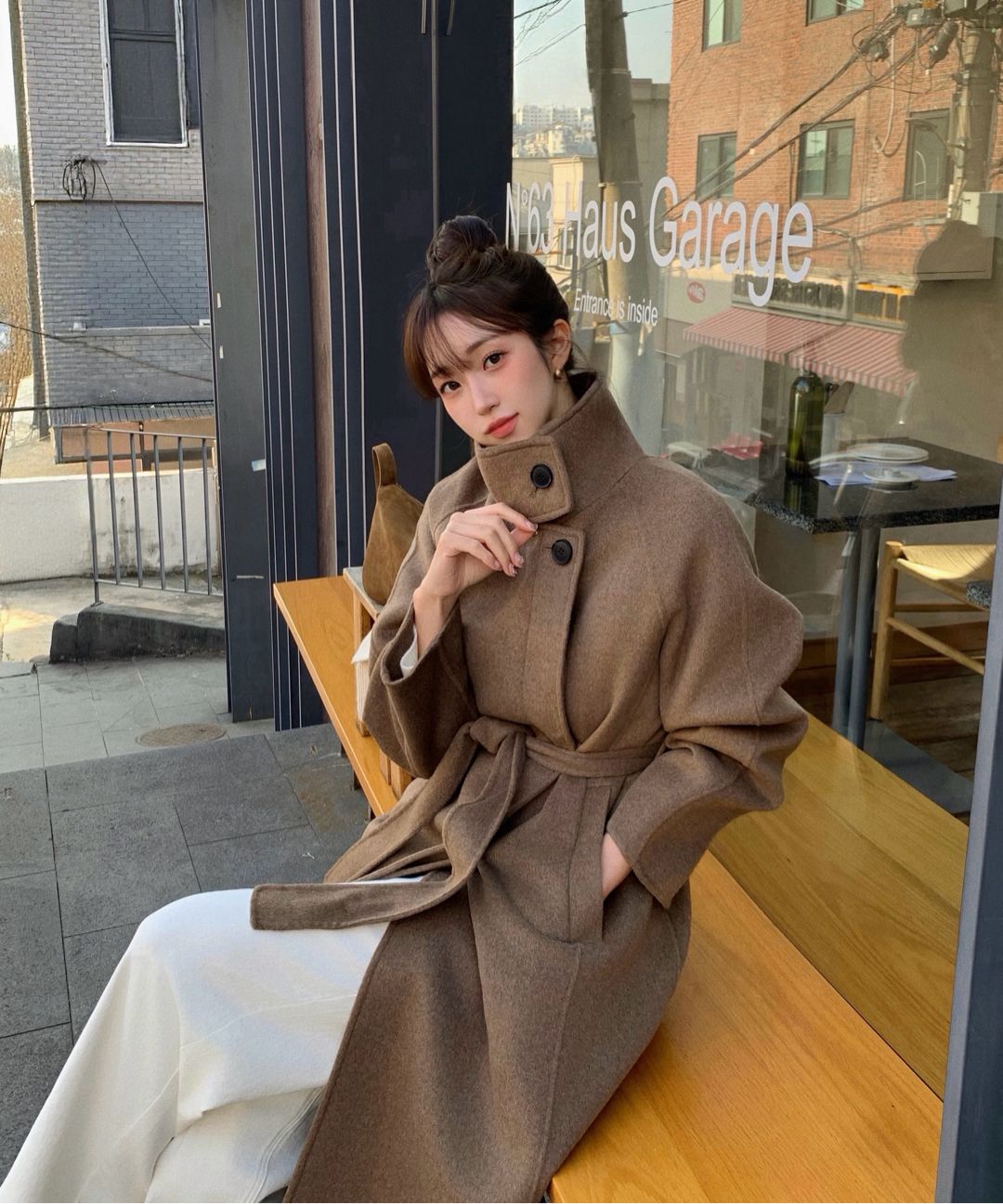 コモサデモード　カシミヤ　ベージュ ロングコート ベルト付き MUSINSA公式 | MINDBRIDGE WOMEN [W]ハンドメイドカシミヤハイネック
