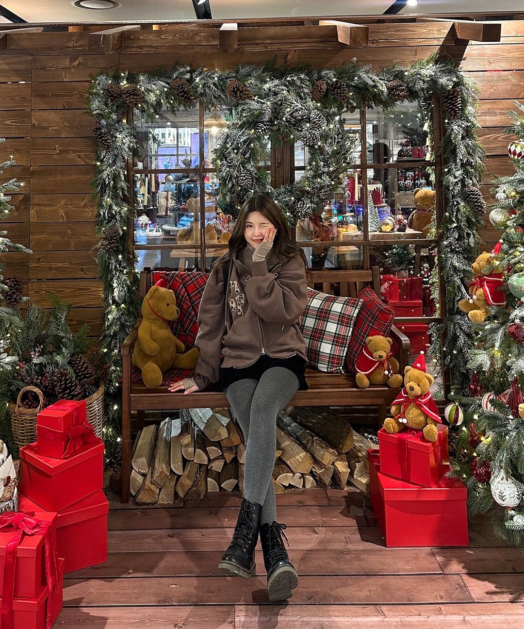 MUSINSA公式 | MOO レオパードアップリケフードジップアップ - ブラウン