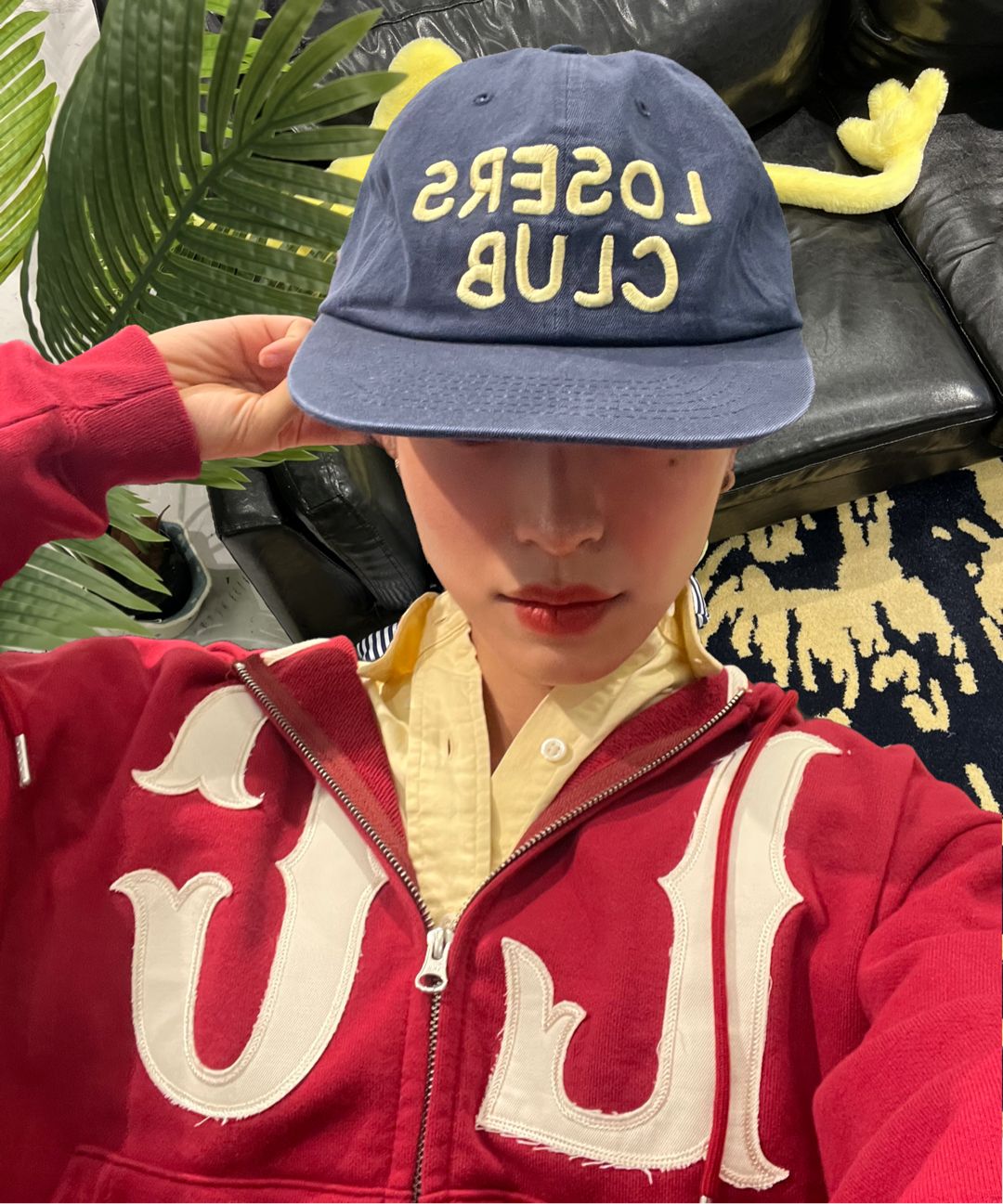 MUSINSA | LOSERS CLUB LC Logo Applique Two-Way Hooded Zip-Up Red