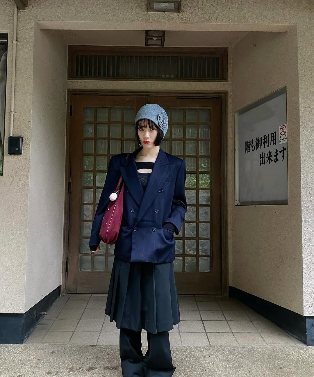 MUSINSA公式 | SETUPEXE PEARL CORSAGE BEANIE / MELANGE GRAY