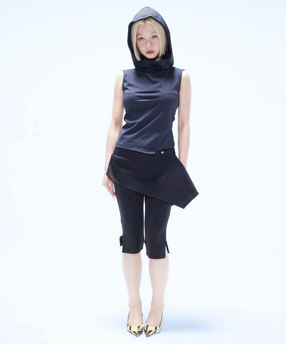 MUSINSA | MISEKI SEOUL Capri wrap skirt pants SET BLACK