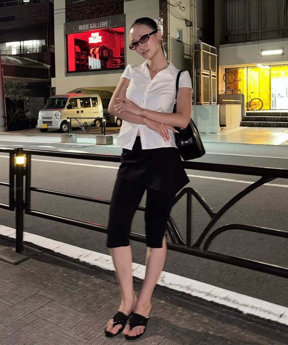 MUSINSA | MISEKI SEOUL Capri wrap skirt pants SET BLACK
