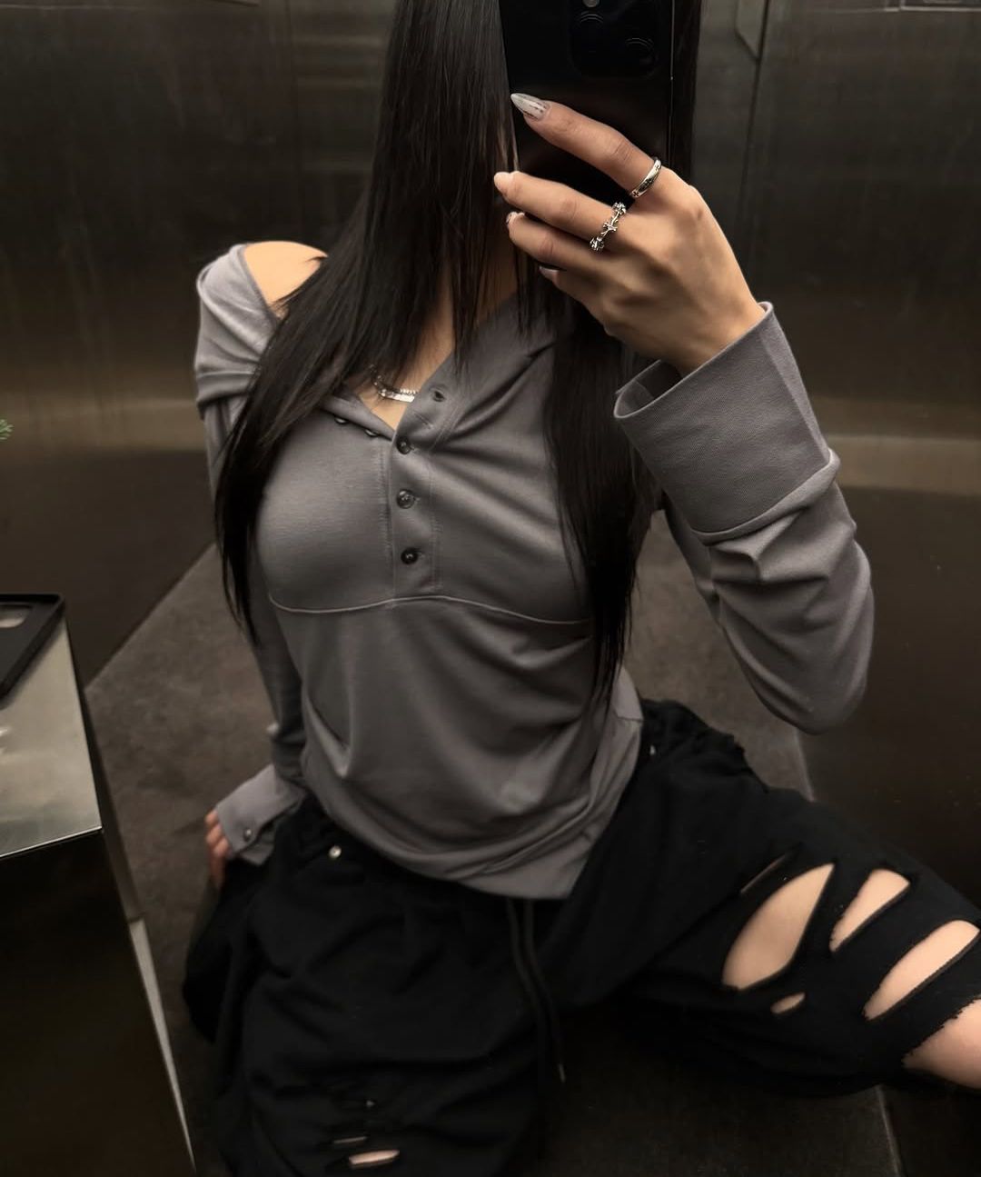 MUSINSA | FLAREUP Asymmetrical Draped Hoodie (FL-187_Black)