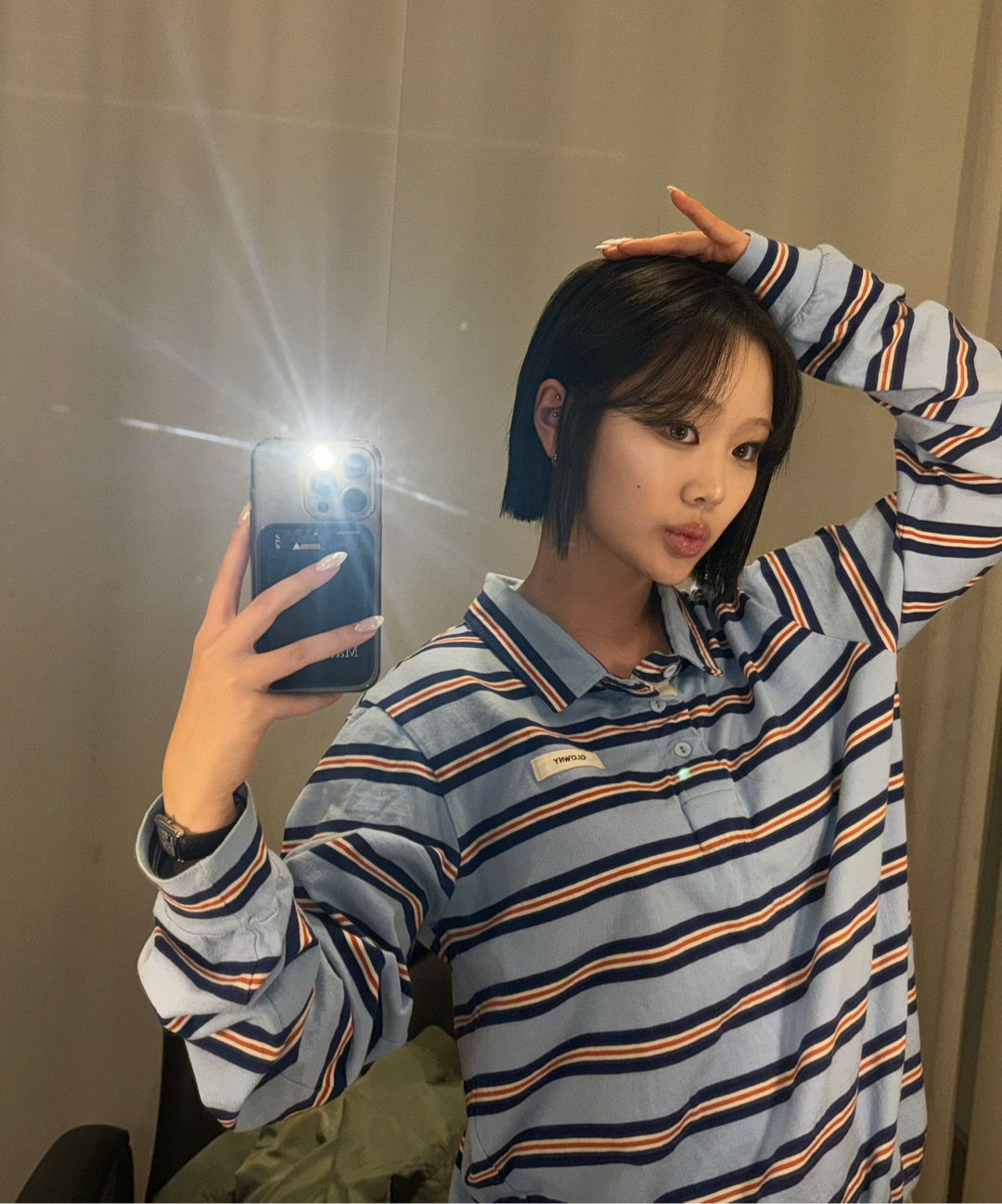 MUSINSA | GLOWNY TERRY PK LONG SLEEVE (CREAM)