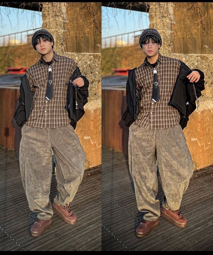 MUSINSA | GAKKAI UNIONS One-Tuck Corduroy Balloon Pants Dust Olive