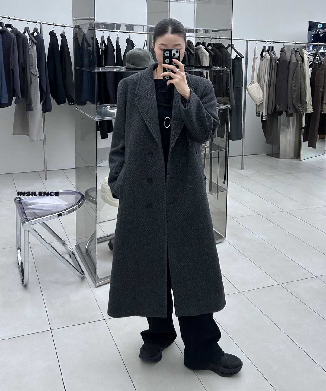 MUSINSA公式 | INSILENCE WOMEN クラシックマキシコート CHARCOAL