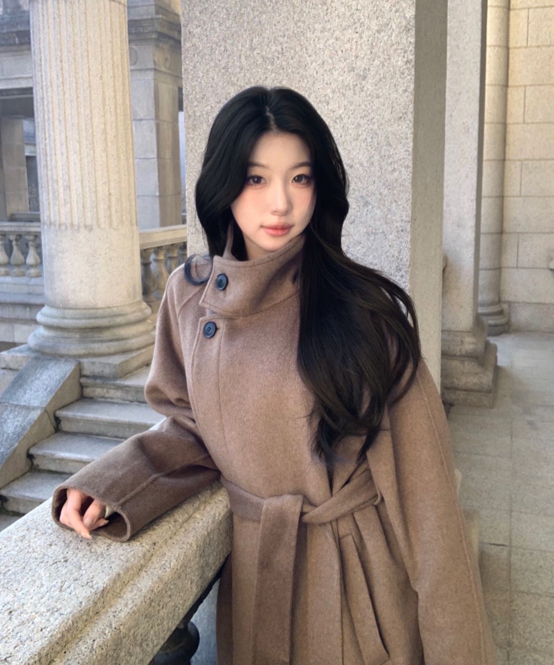 極美品✨カシミヤ50%✨マレーラ　ベルト　ステッチ　上品　綺麗　ロングコート42 MUSINSA公式 | MINDBRIDGE WOMEN [W]ハンドメイドカシミヤハイネック