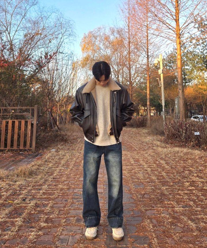 MUSINSA | SPERONE A-2 Washed Leather Mustang Jacket (Brown)