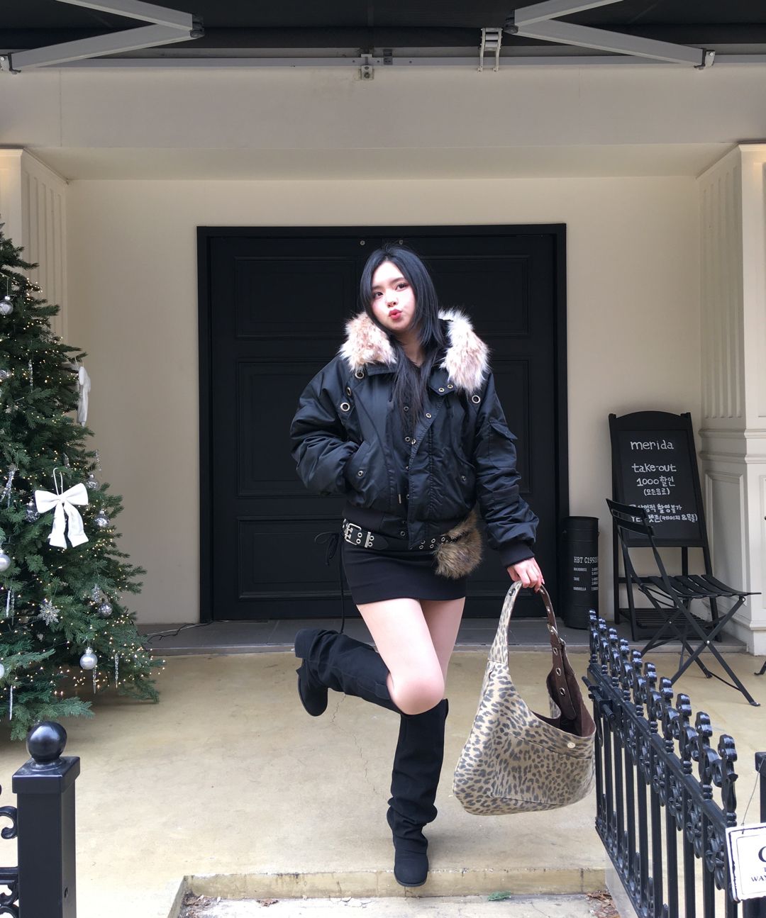 MUSINSA公式 | FANCY CLUB アイレットファーMA-1 (ブラック) F25ZA003