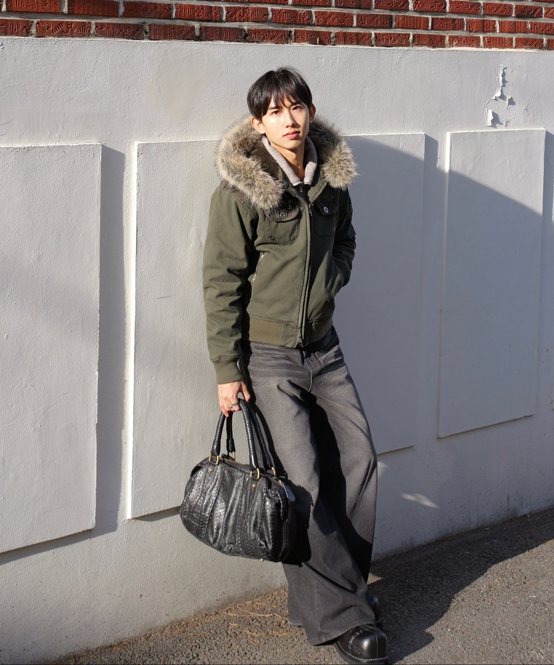 MUSINSA | AAKAM Fur Camo Contrast Jacket (Khaki)