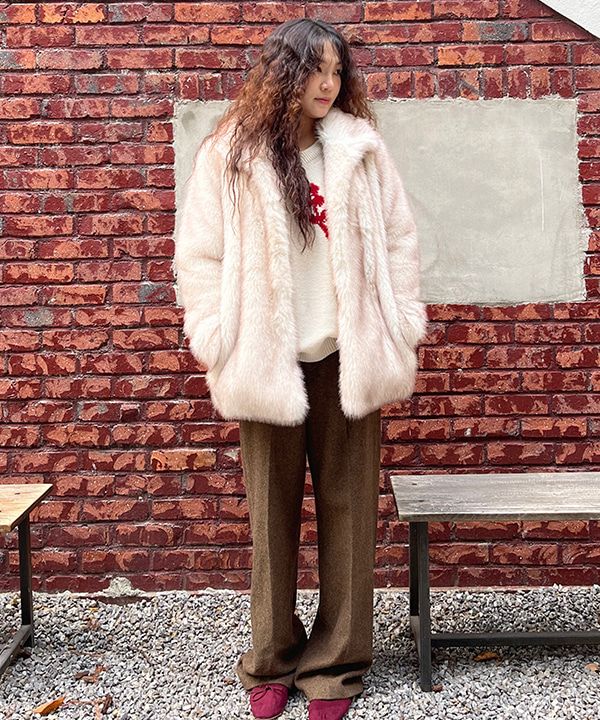 MUSINSA公式 | SINOON Heavy Mix Fur Jacket (Ash Brown)