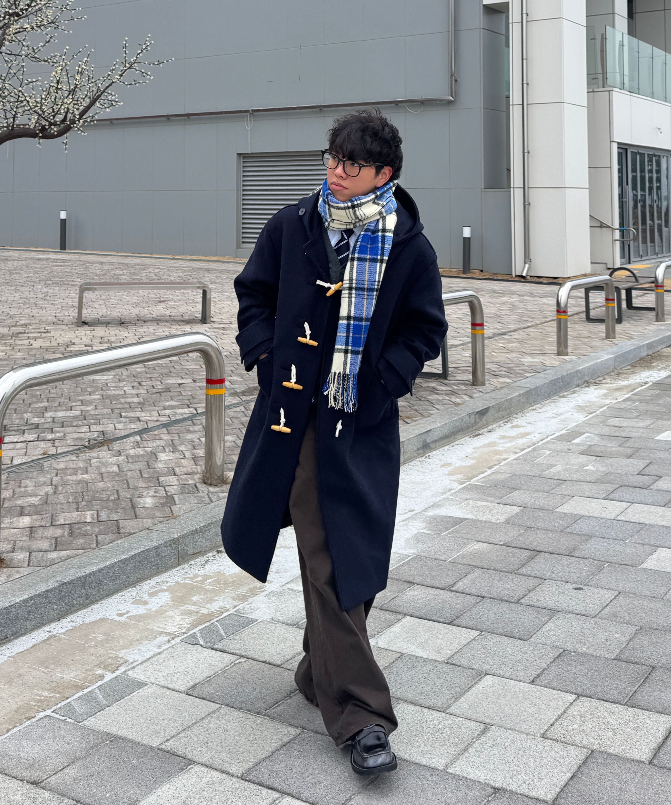 MUSINSA公式 | GLW オーバーサイズダッフルコートネイビー