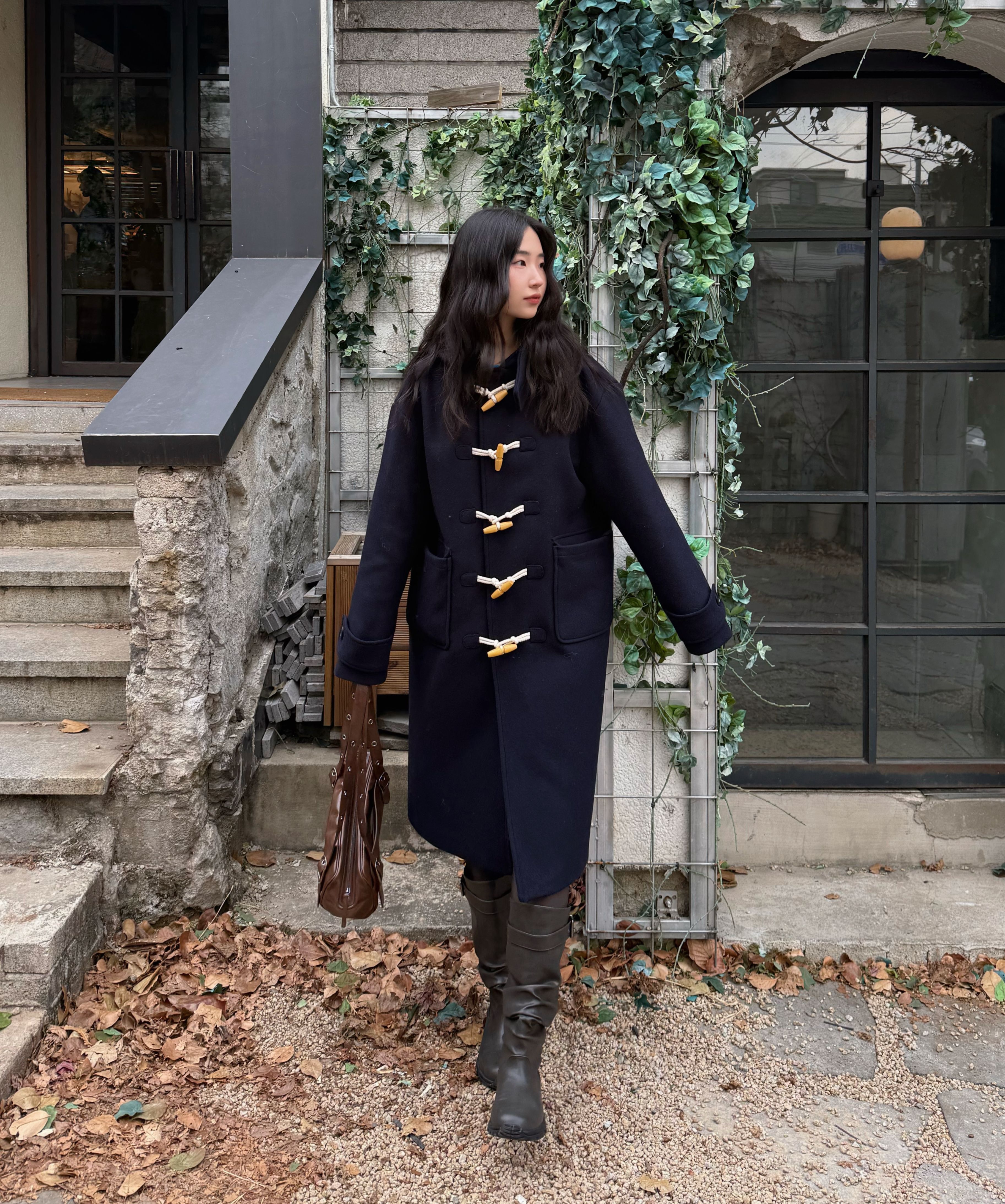 MUSINSA公式 | GLW オーバーサイズダッフルコートネイビー