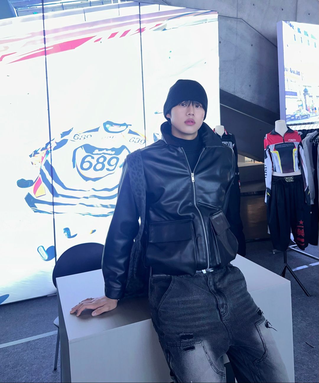 MUSINSA公式 | LEMAIN SECOND ビーカンレザーオーバーサイズブルゾン