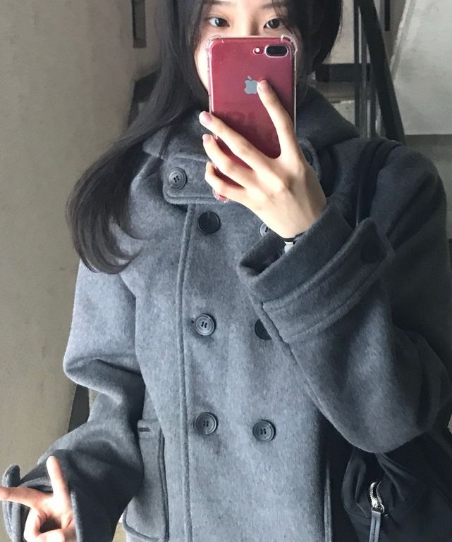 MUSINSA | MISEKI SEOUL Hoodie double button coat GREY