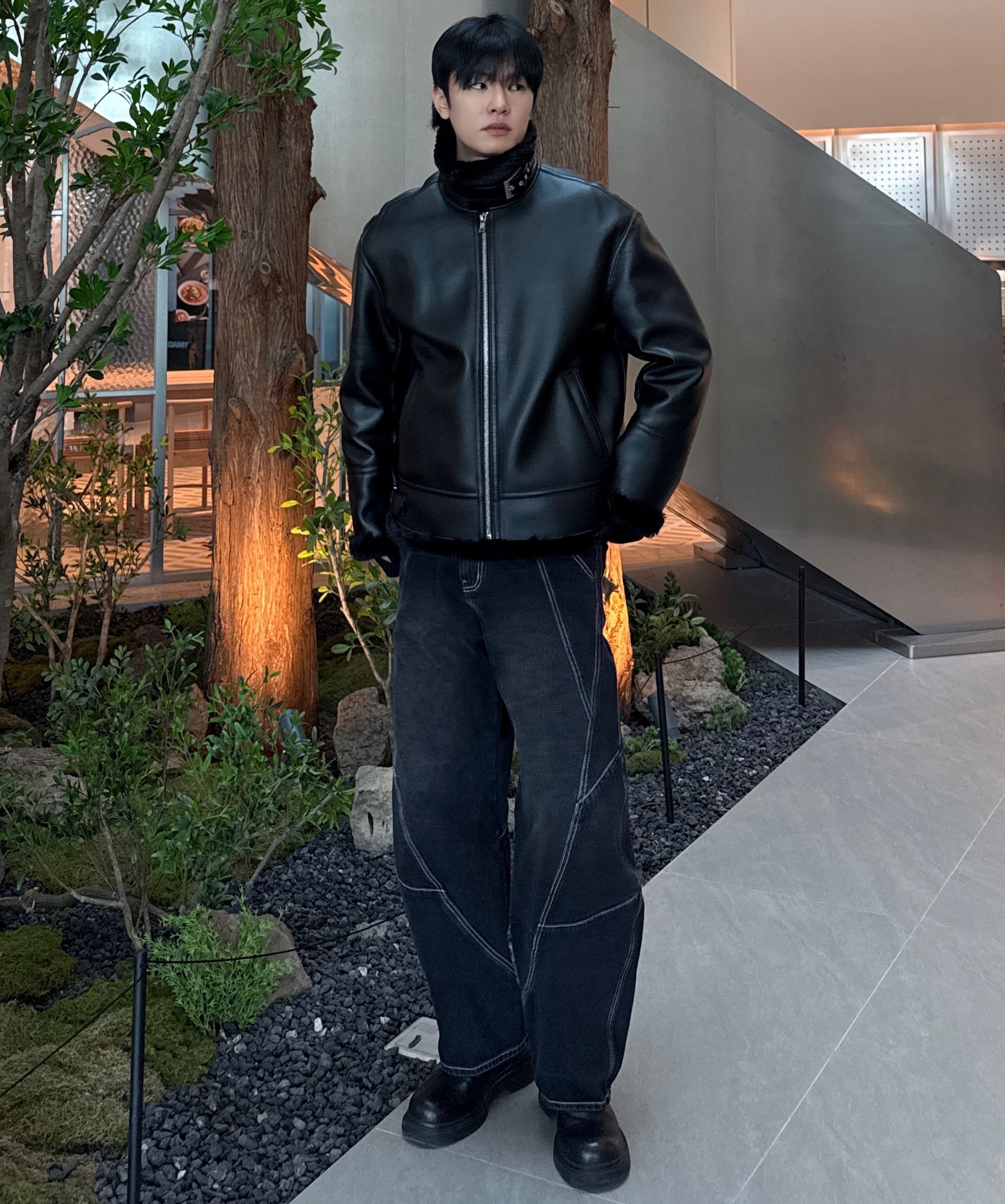 MUSINSA公式 | DRAW FIT オーバーサイズラインムートンジャケット