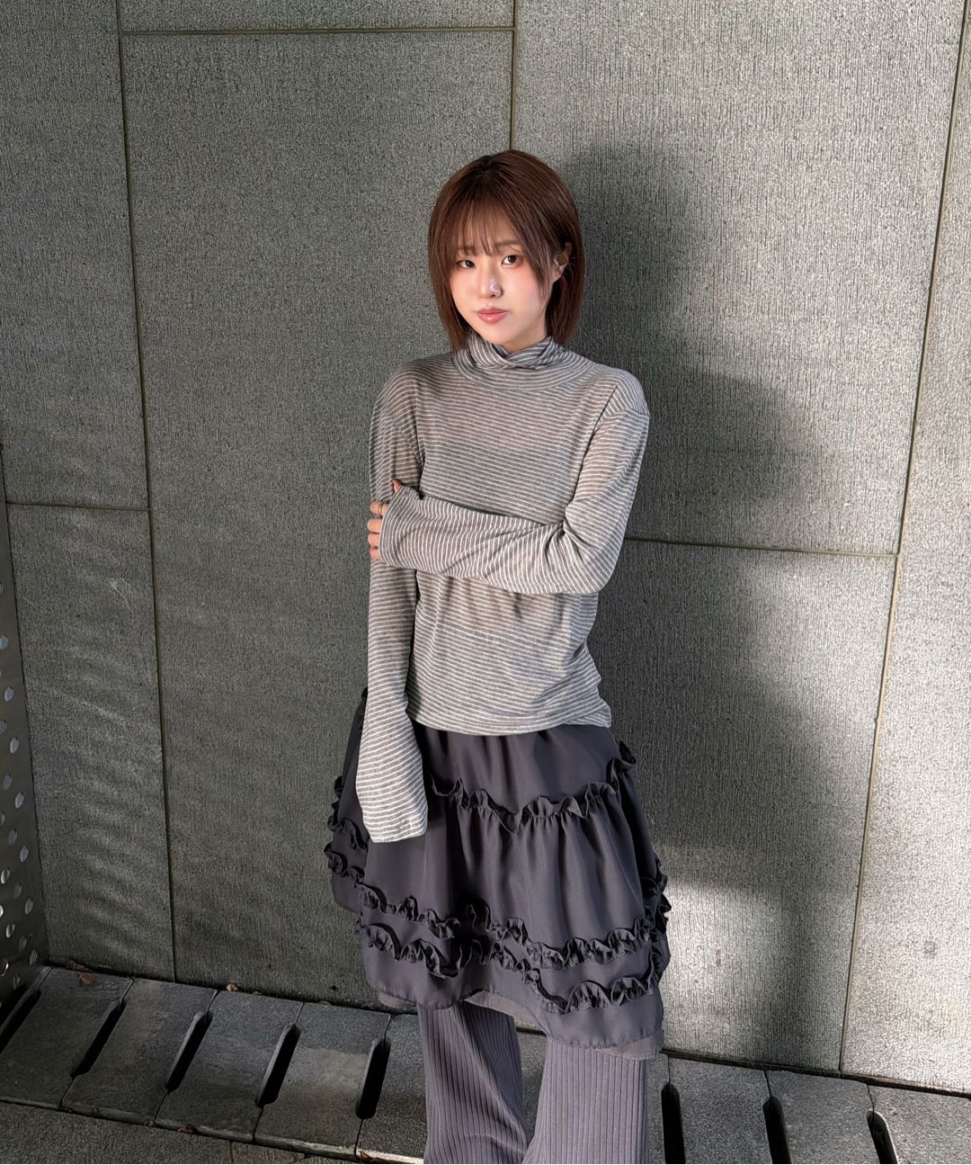 MUSINSA | FLAREUP 3-Layered Ruffle Skirt Pants (FL-260_Charcoal)