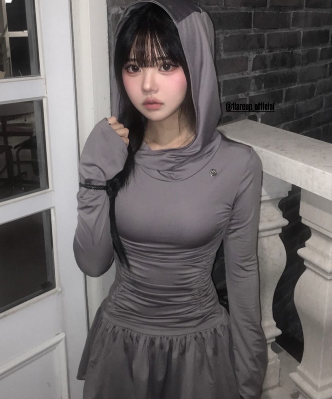 MUSINSA公式 | FLAREUP Hooded High Neck Long Dress (FL-185_Black)