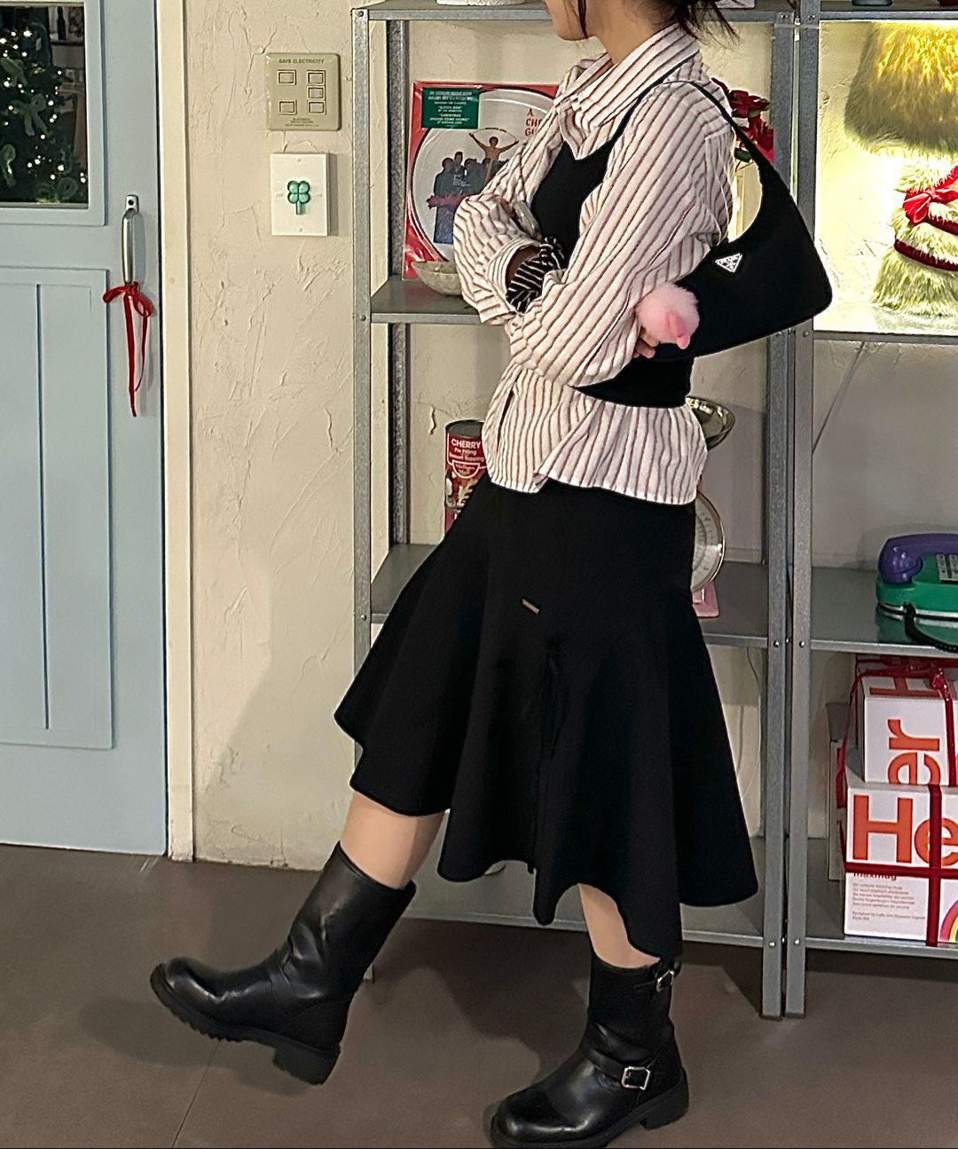 【Miseki seoul】Shirring ruffle midi skirt MUSINSA公式 | MISEKI SEOUL Shirring ruffle midi skirt BLACK