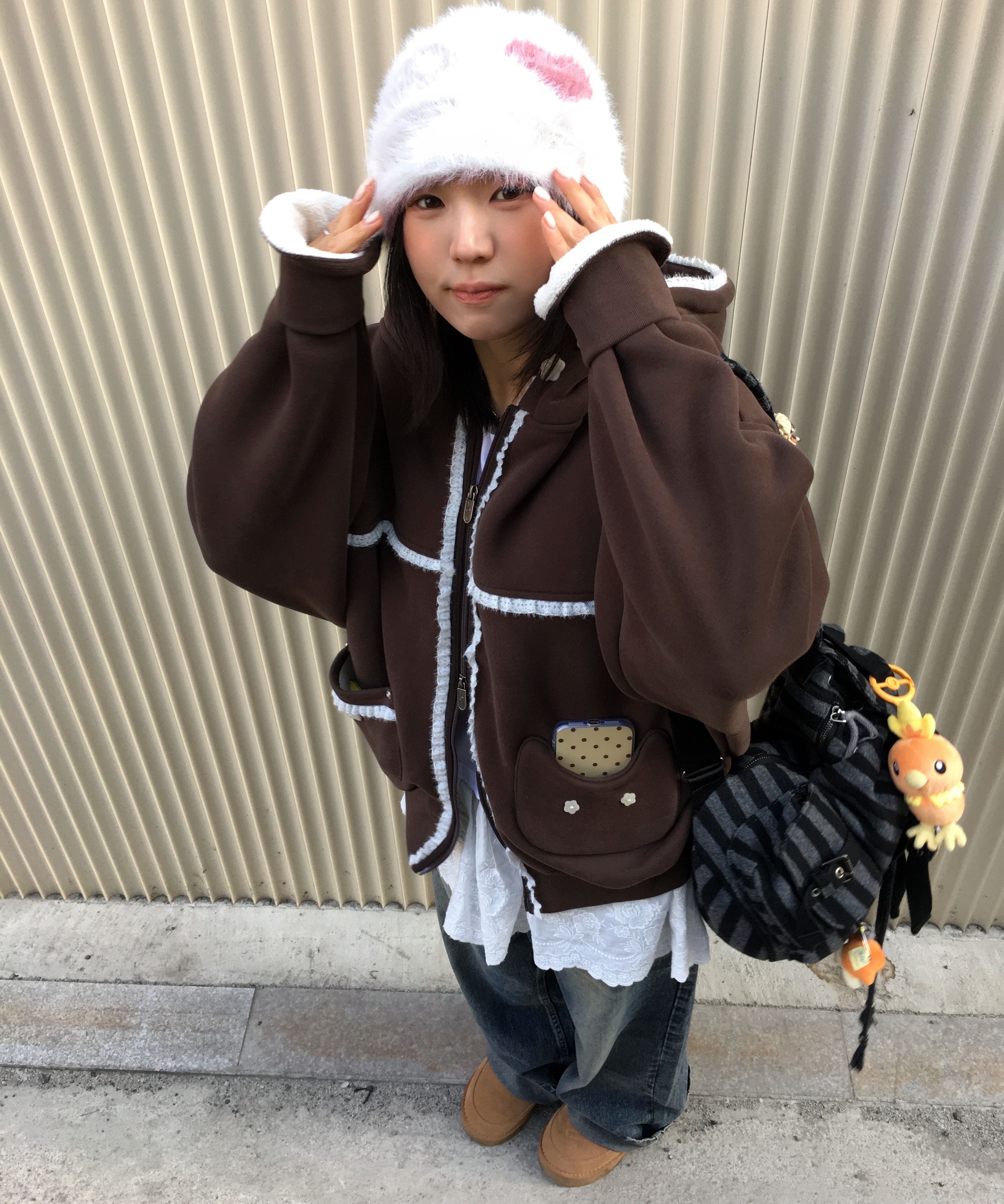 MUSINSA | RuNaKiHu WXJ023 Rie Neko Lace Amazing Fleece Hoodie Zip
