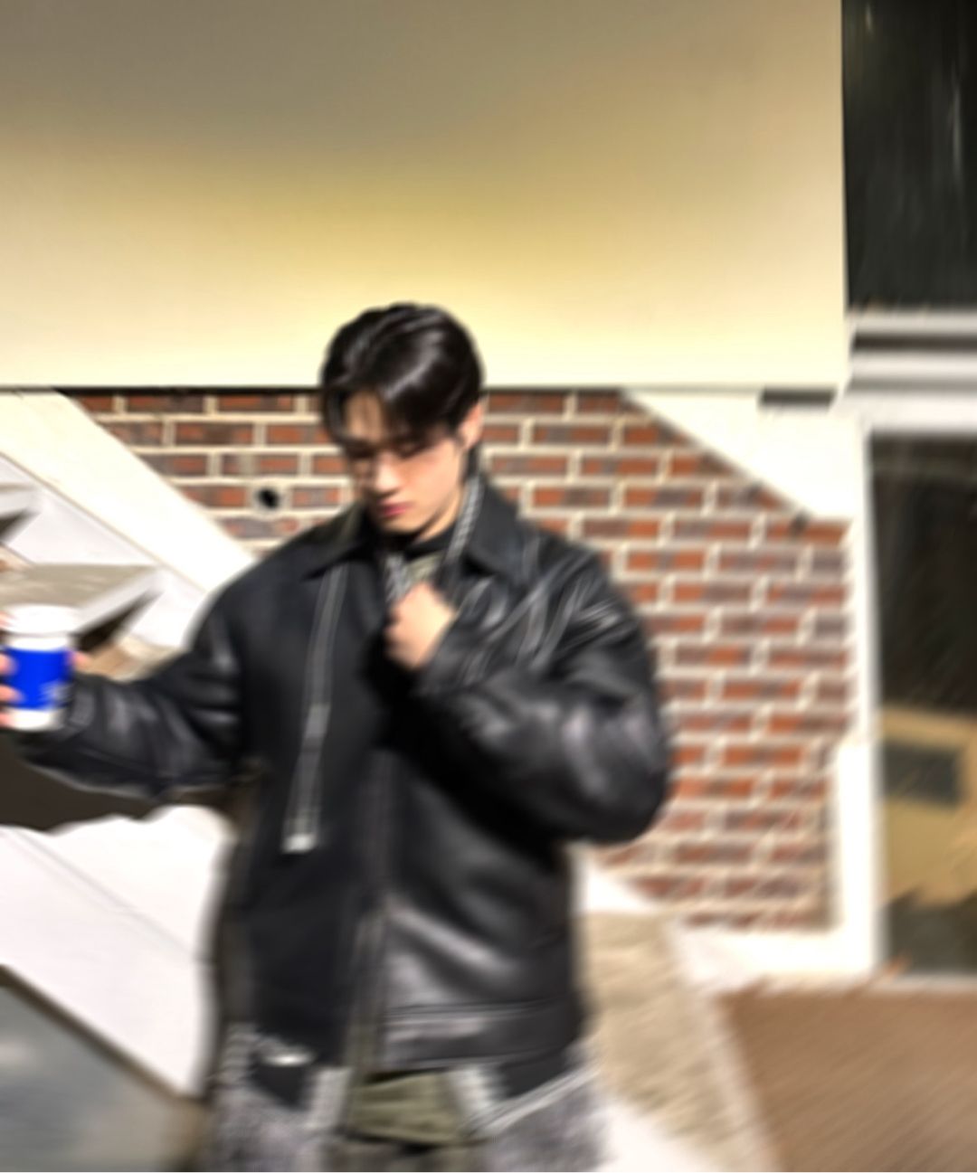 MUSINSA | LAFUDGESTORE Buffed leather overfit blouson_Black