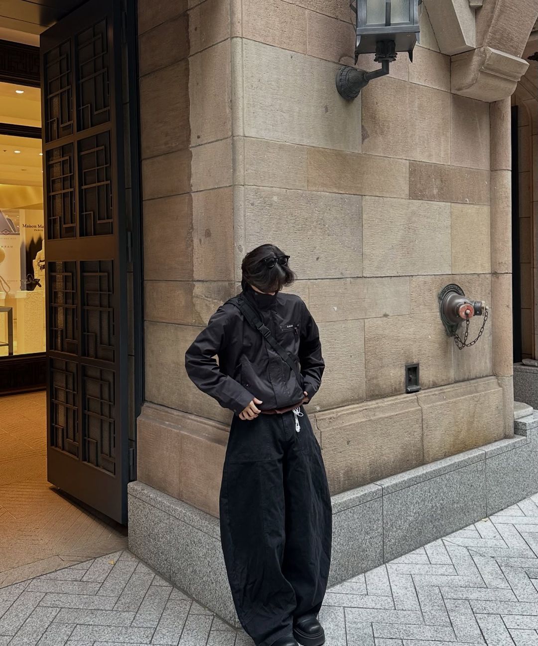 MUSINSA | AAKAM High-Neck Button Jacket (Dark Gray)