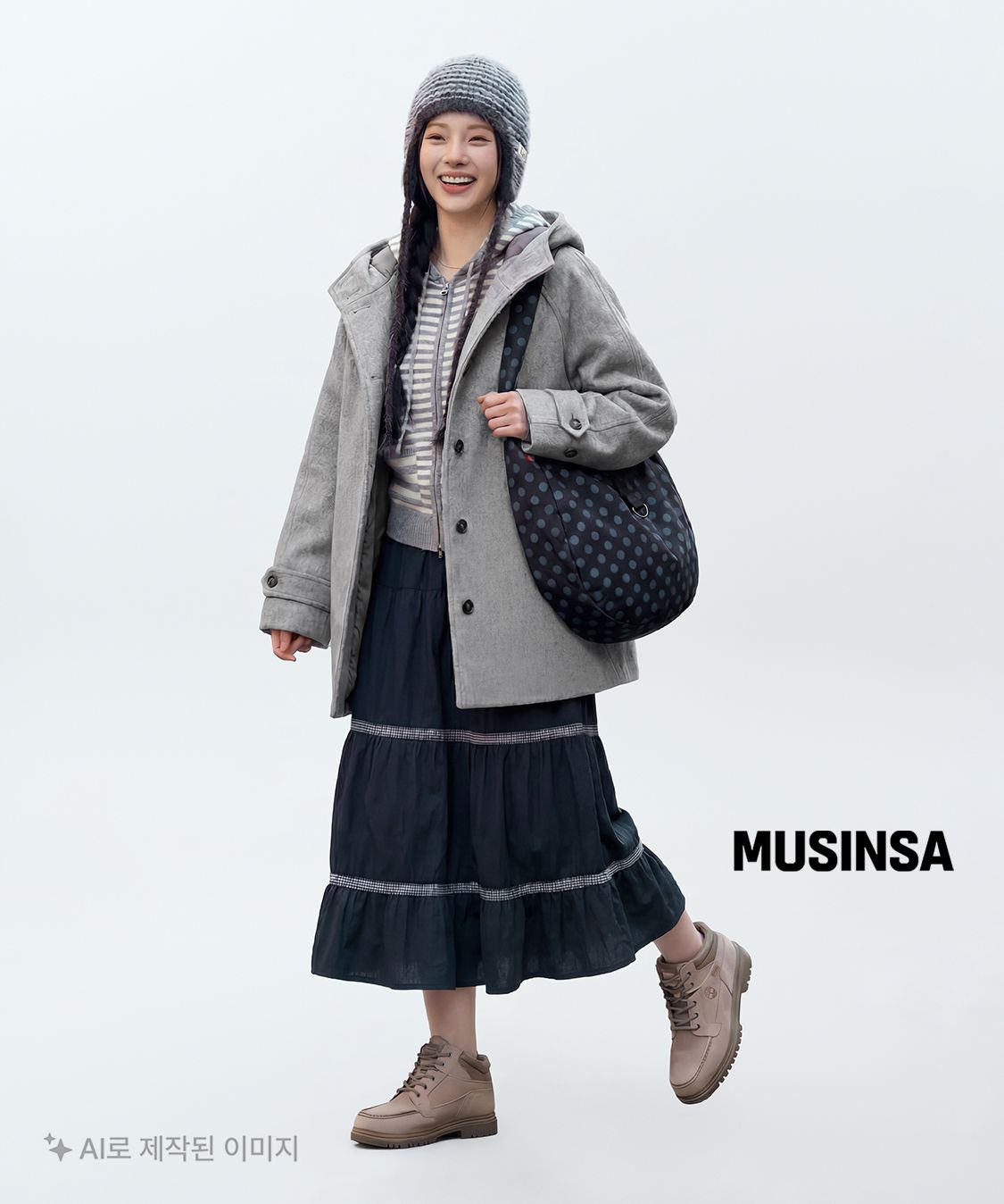 에이이에이이(AEAE) CHECK MIDI TIERED SKIRT [NAVY] - 사이즈 & 후기