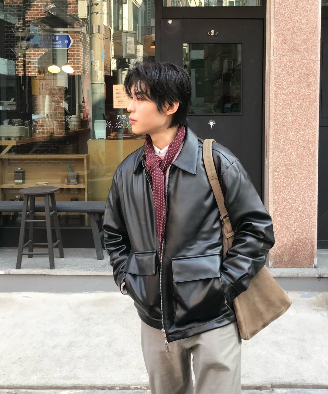 MUSINSA公式 | LEMAIN SECOND ビーカンレザーオーバーサイズブルゾン