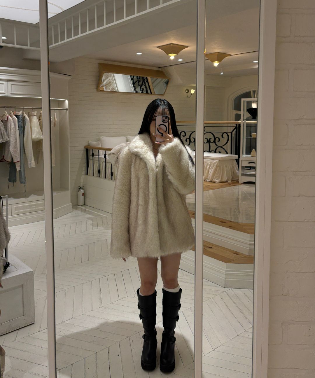 MUSINSA公式 | SINOON Heavy Mix Fur Jacket (Ash Brown)