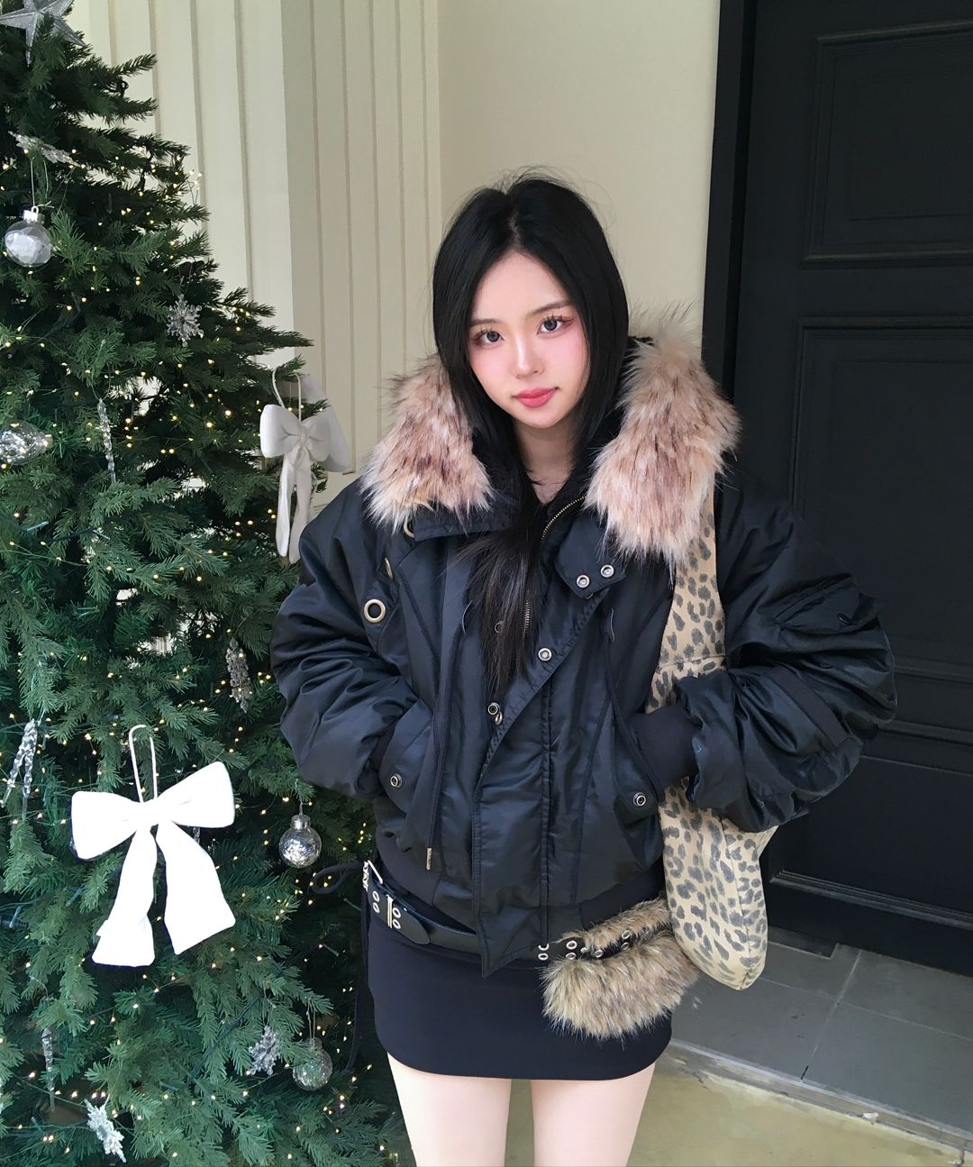 MUSINSA公式 | FANCY CLUB アイレットファーMA-1 (ブラック) F25ZA003