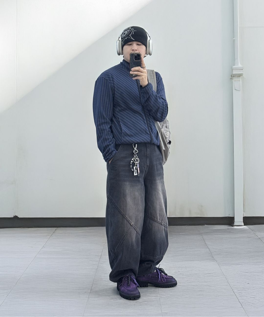 MUSINSA公式 | TRAVEL ミルデニムリベットバルーンパンツブラック