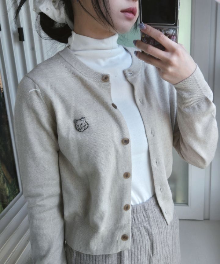 MUSINSA | MAISON KITSUNE Bold Fox Head Patch Regular Cardigan