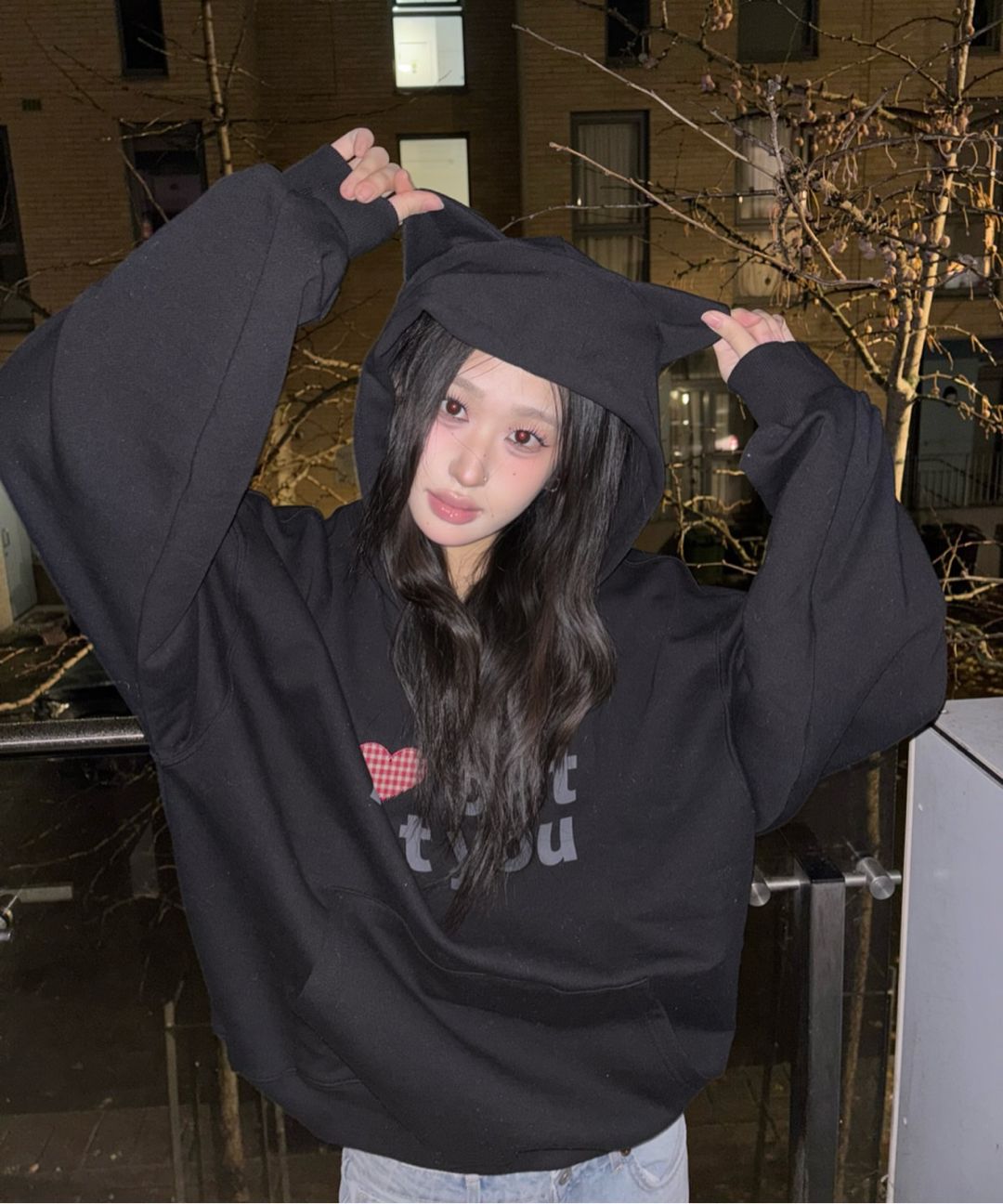 MUSINSA | ITZAVIBE I LOVE CAT NOT YOU CAT EAR HOODIE