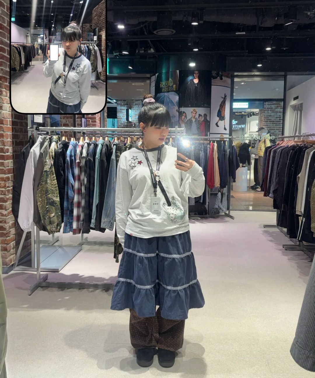에이이에이이(AEAE) CHECK MIDI TIERED SKIRT [NAVY] - 사이즈 & 후기