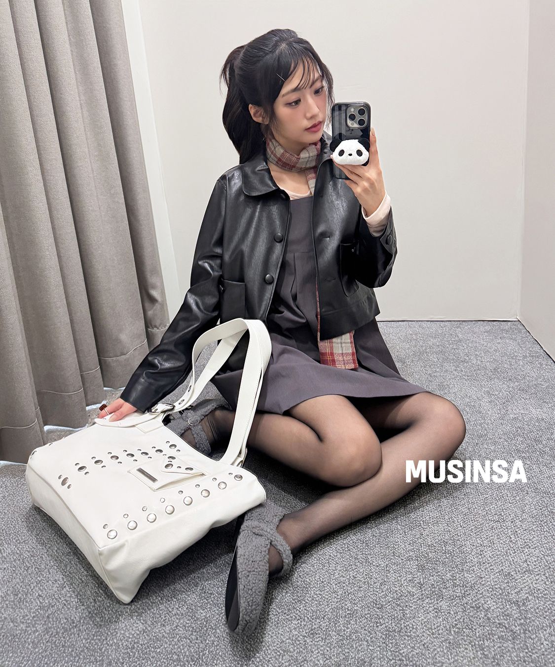 미세키서울(MISEKI SEOUL) Pleats button doll dress CHARCOAL