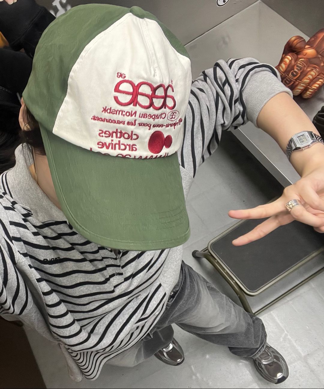 MUSINSA公式 | AEAE WEB LOGO 5 PANNEL BALL CAP - [ECRU/BLACK]