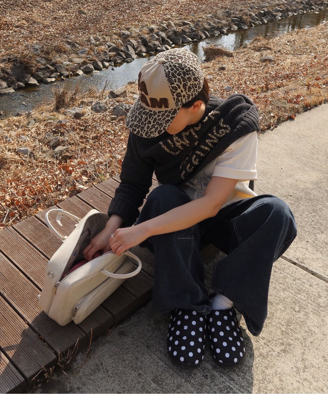 MUSINSA公式 | AAKAM Needlework Carpenter Denim Pants (Black)