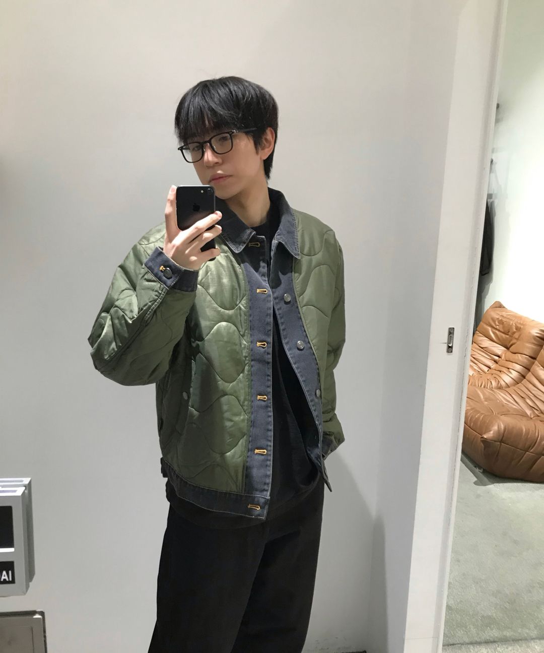 MUSINSA公式 | WMC デニムレイヤーキルティングジャケット_NAVY