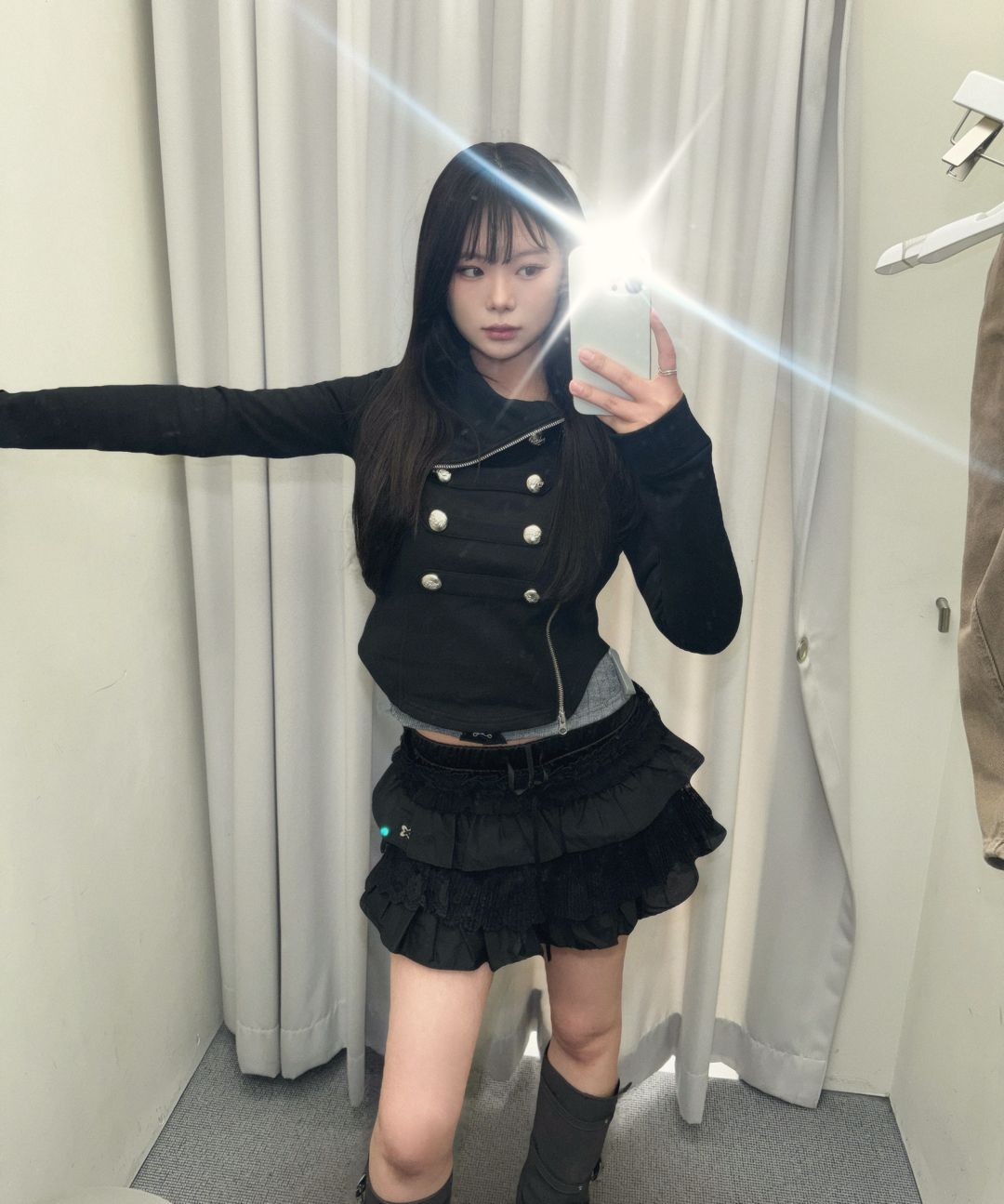 셋업이엑스이(SETUP-EXE) TUTU MIX SKIRT PANTS / BLACK - 사이즈