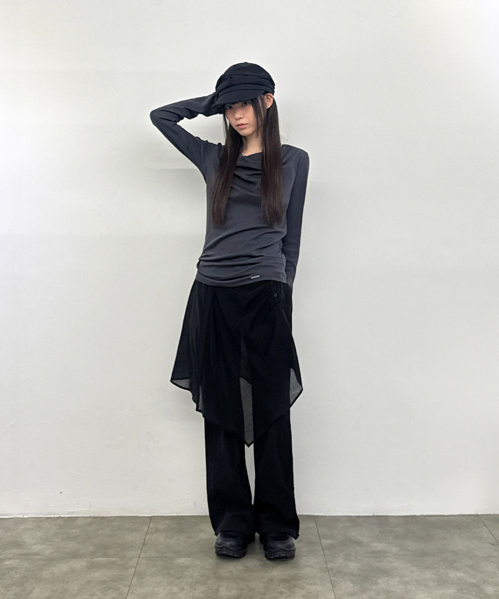 MUSINSA公式 | MISEKI SEOUL Cowl hoodie long sleeve BLACK